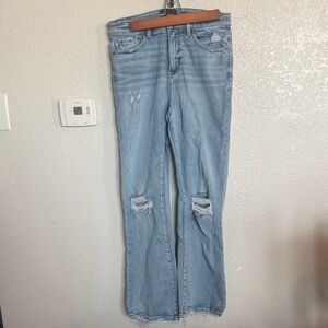 Buckle Black Light Blue Distressed Wide-Leg Jeans Fit No. 75